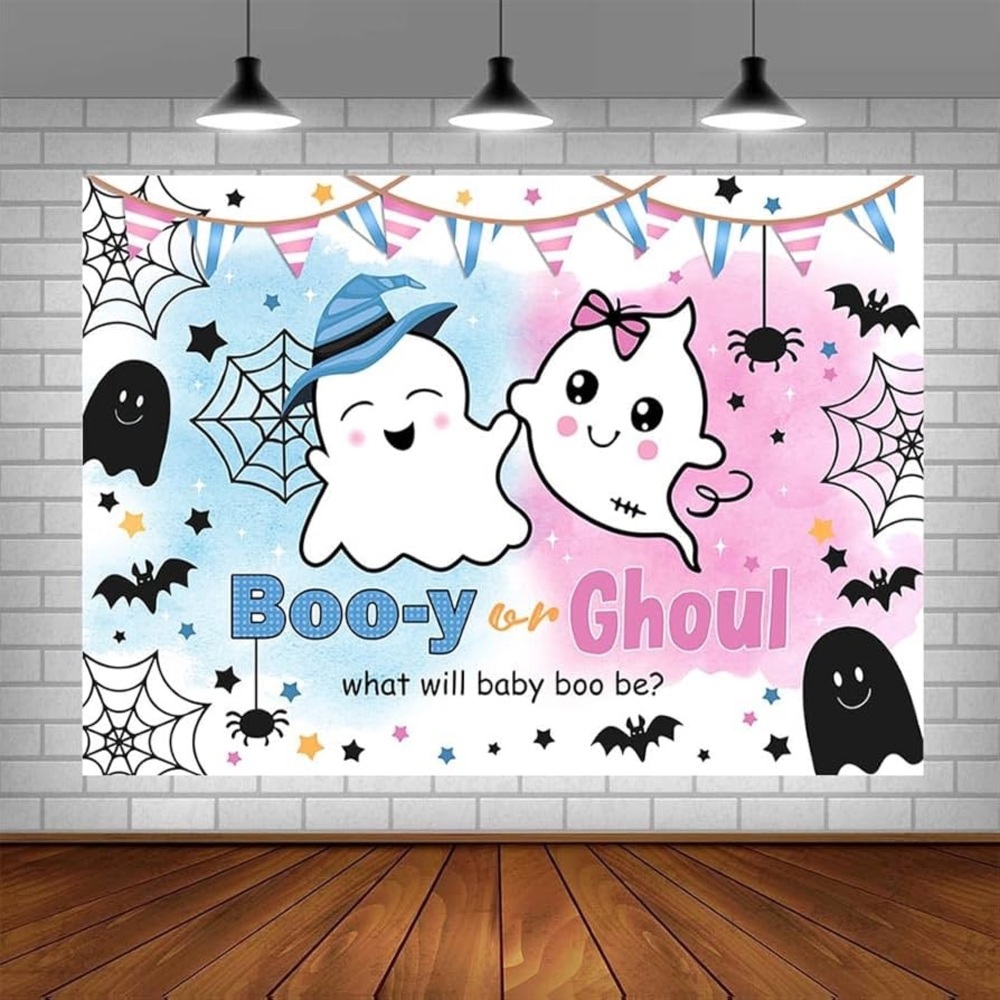 Baby Ghost‎ Banner 7x5 Halloween Gender Reveal Backdrop Halloween Boo-y Or Ghoul